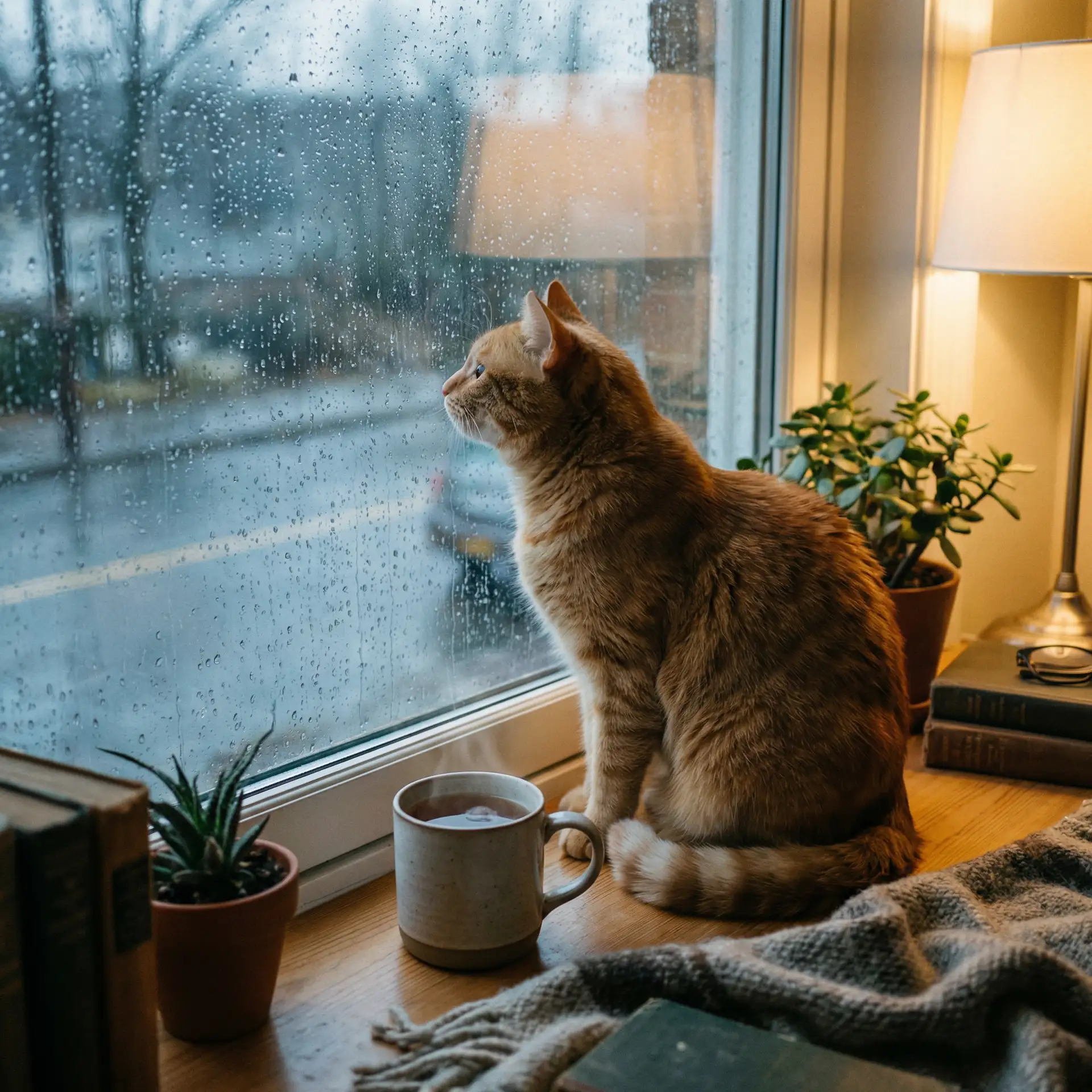 猫咪望着窗外的雨 - 亚马逊上调会员费